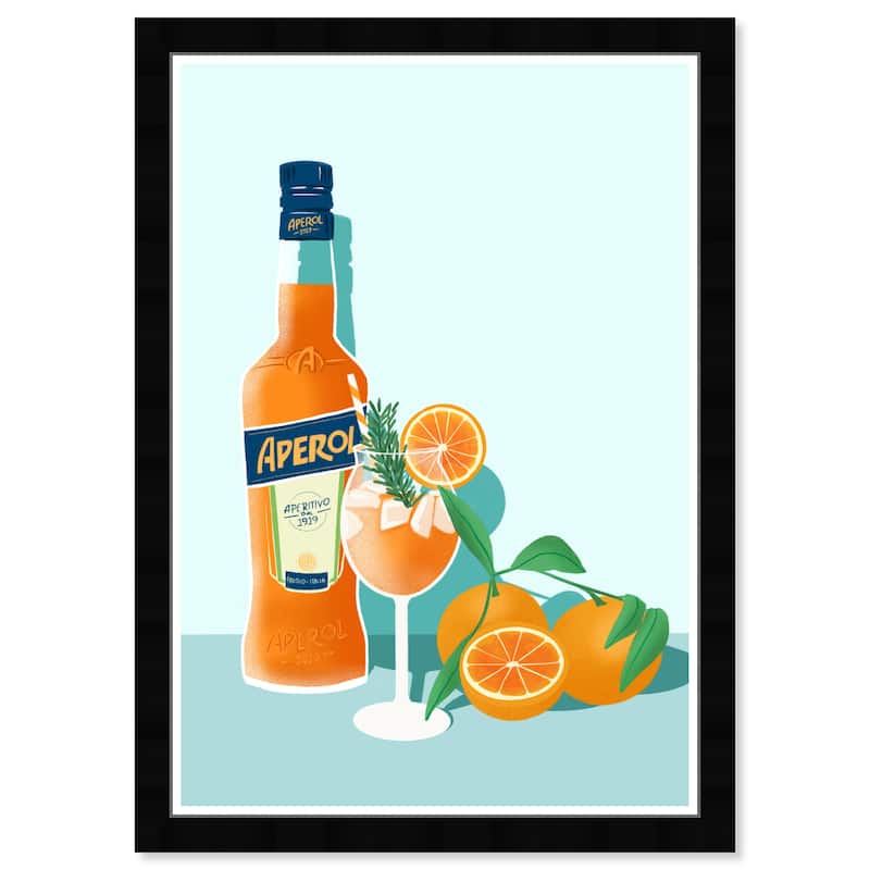 Wynwood Studio 'Citric Drink' Drinks and Spirits Wall Art Framed Print Liquor - Blue, Orange