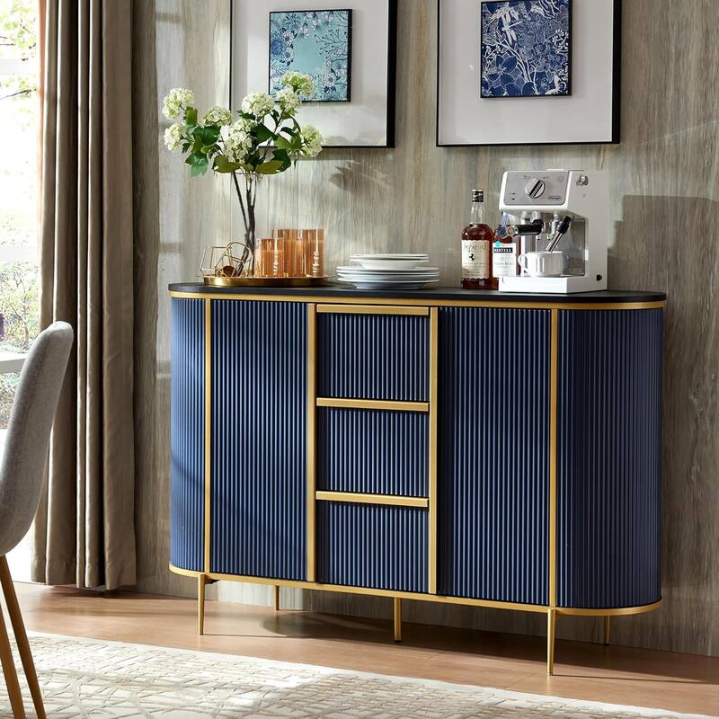 54" Modern Fluted Buffet Cabinet, Buffet Table, Coffee/Wine Bar