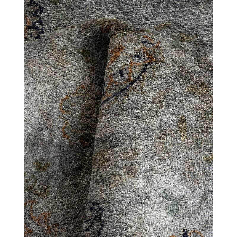 Overton Hand Knotted Wool Vintage Inspired Modern Contemporary Overdyed Gray Area Rug - 3' 1" x 5' 3"