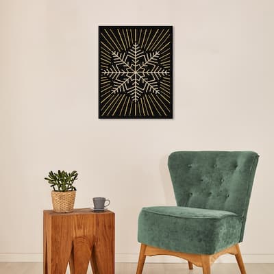 Wynwood Studio Canvas Holiday and Seasonal Snowflake Star Holiday Night Black Glam Wall Art Canvas Print
