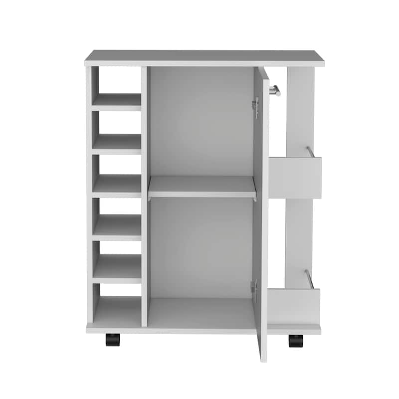 Kitchen Island Wynne with Storage and Cabinet and Open Shelf