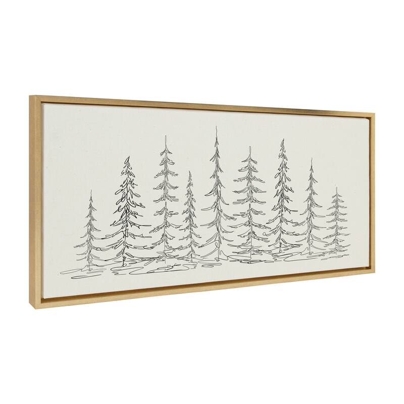 Kate and Laurel Sylvie Trees Canvas by The Creative Bunch Studio - 18x40 - Plastic - Yellow