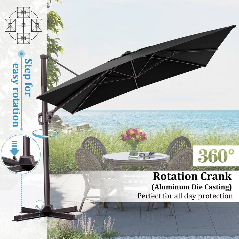 VredHom Outdoor Offset Cantilever Patio Umbrella with Base
