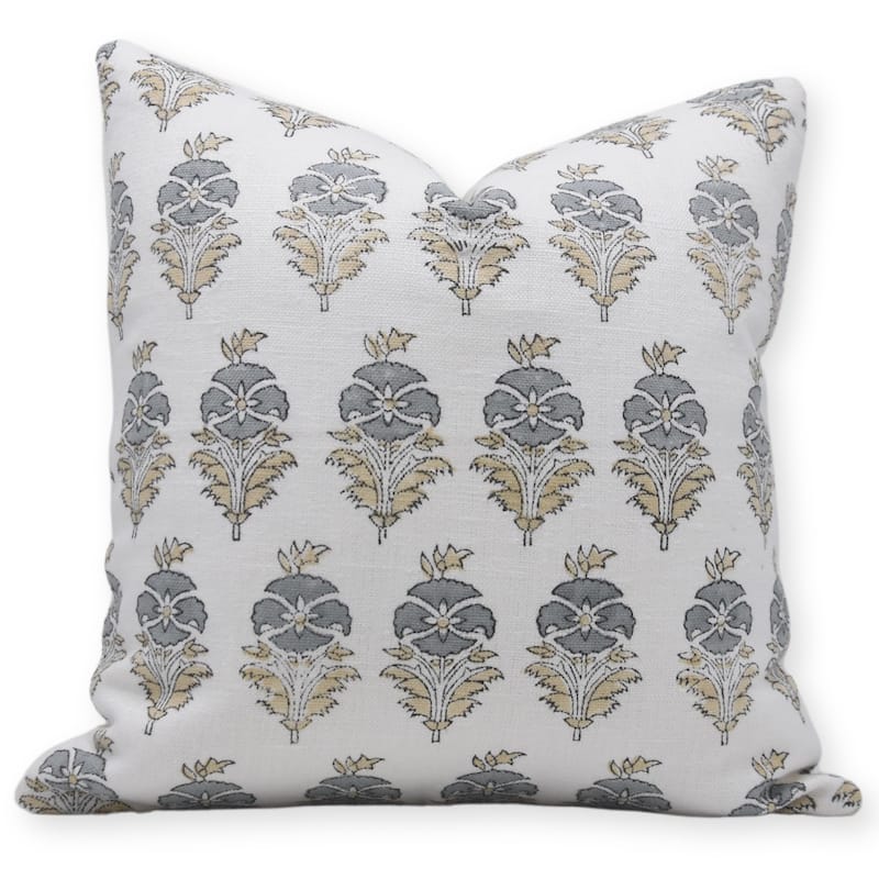 Linen Square Block print pillow Cover - Mormukut - Pillow Covers - 26" x 26"