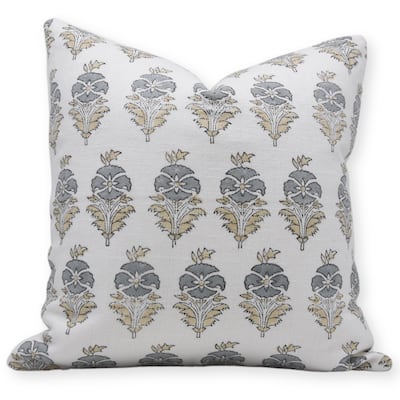 Linen Square Block print pillow Cover - Mormukut