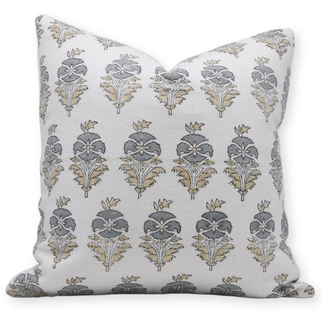 Linen Square Block print pillow Cover - Mormukut