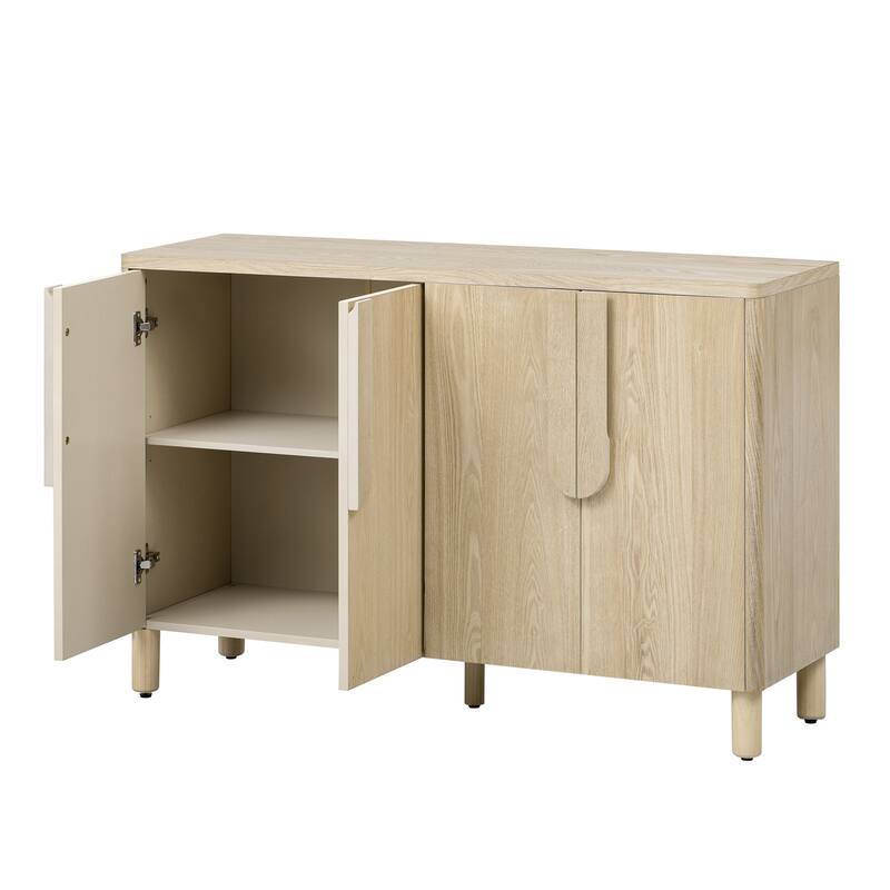 47.8''W 4-Door Buffet Cabinet Wood Sideboard with Storage and Adjustable Shelves - N/A
