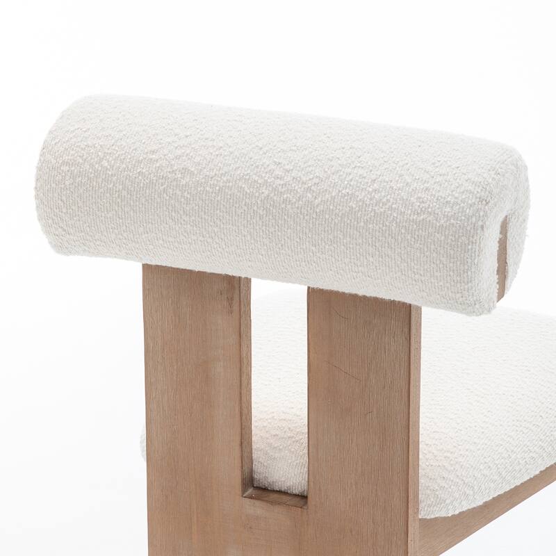 SEYNAR Set of 2 Modern Linen Upholstered Dining Chairs with Bolster Backrest