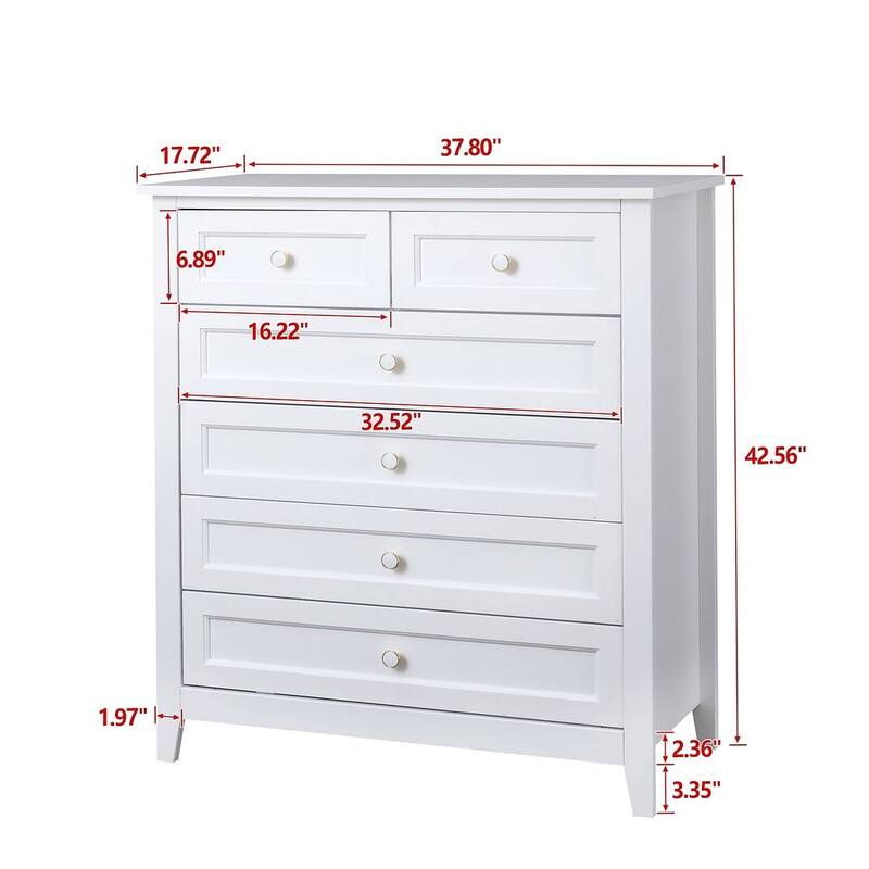 Modern Solid Wood Drawer Dresser with Retro Round Handles