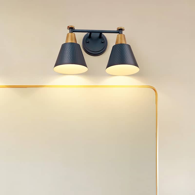 Modern Bathroom Vanity Light, Hammered Metal Shade - 1 Pack - Blue-2 Light