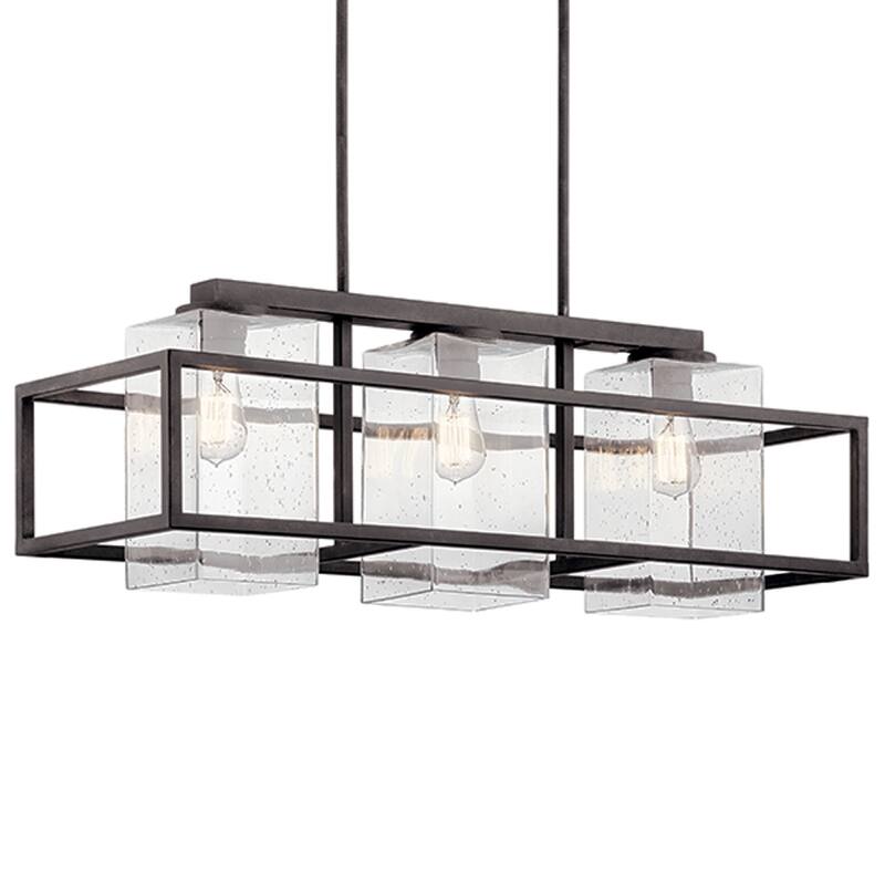 Kichler Lighting Wright Collection 3-light Weathered Zinc Outdoor Linear Chandelier