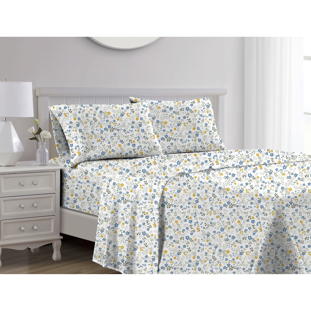 Sara 1000TC Cotton Sheet Set Blue Queen