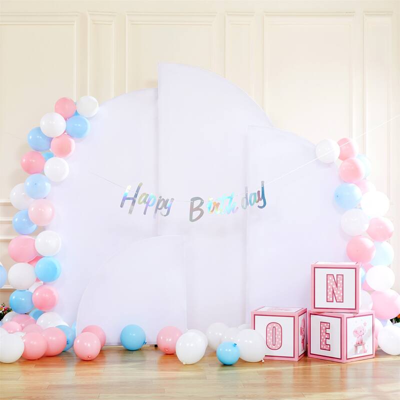 Set Of 4 Wedding Arch Cover Half Moon Shape Backdrop Fabric Double-Sided Arch Backdrop Stands Cover