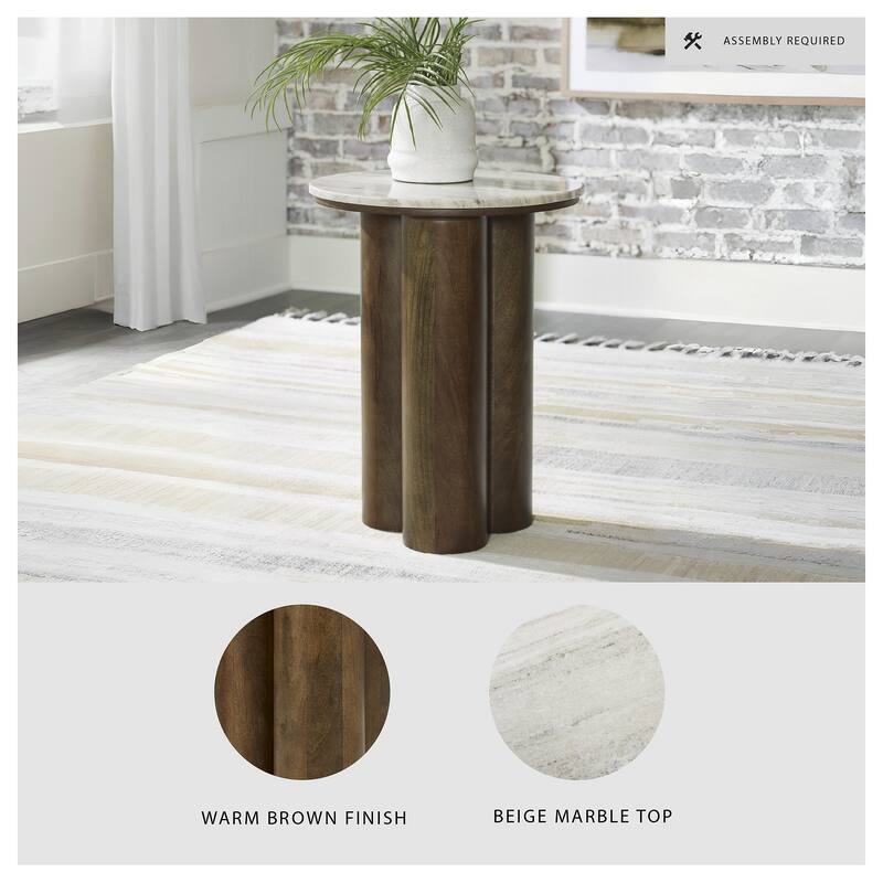 Signature Design by Ashley Henfield Beige/Brown Accent Table - 18" W x 18" D x 23.25" H