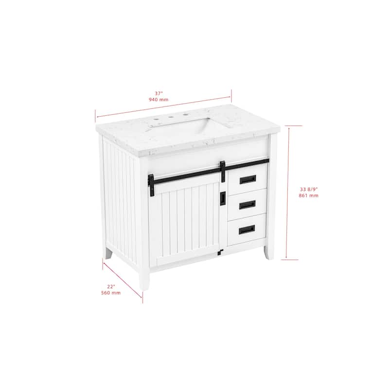 37'' Hanford Bathroom Vanity with Engineered Stone Top