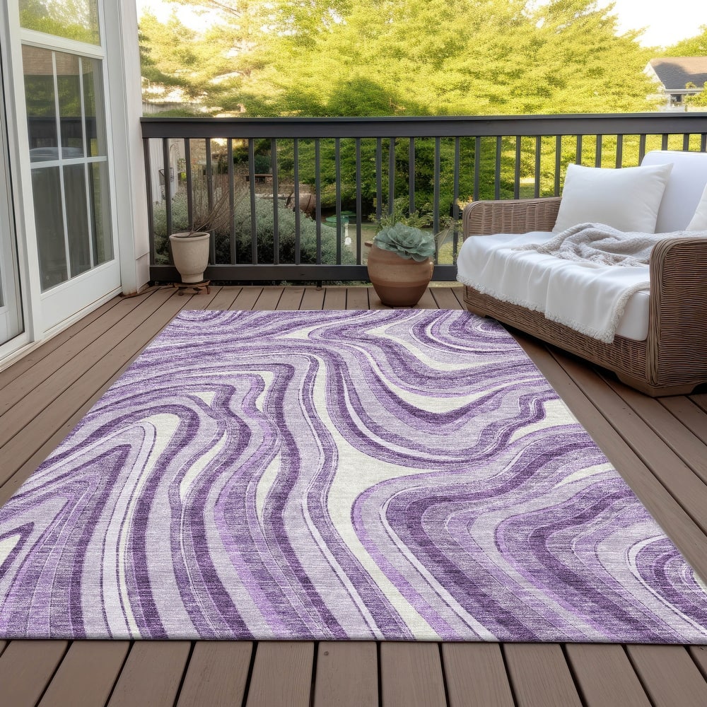 Machine Washable Indoor/ Outdoor Chantille Contemporary Abstract Rug