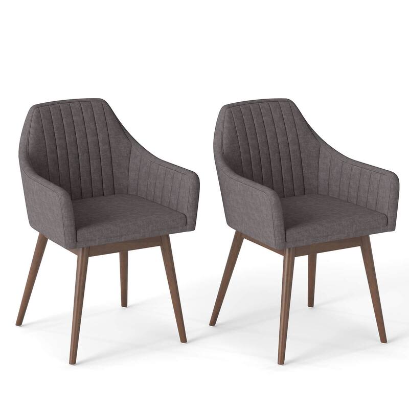 Costway Dining Chairs Set of 2 Upholstered Accent Chairs with Comfy - See Details - Gray