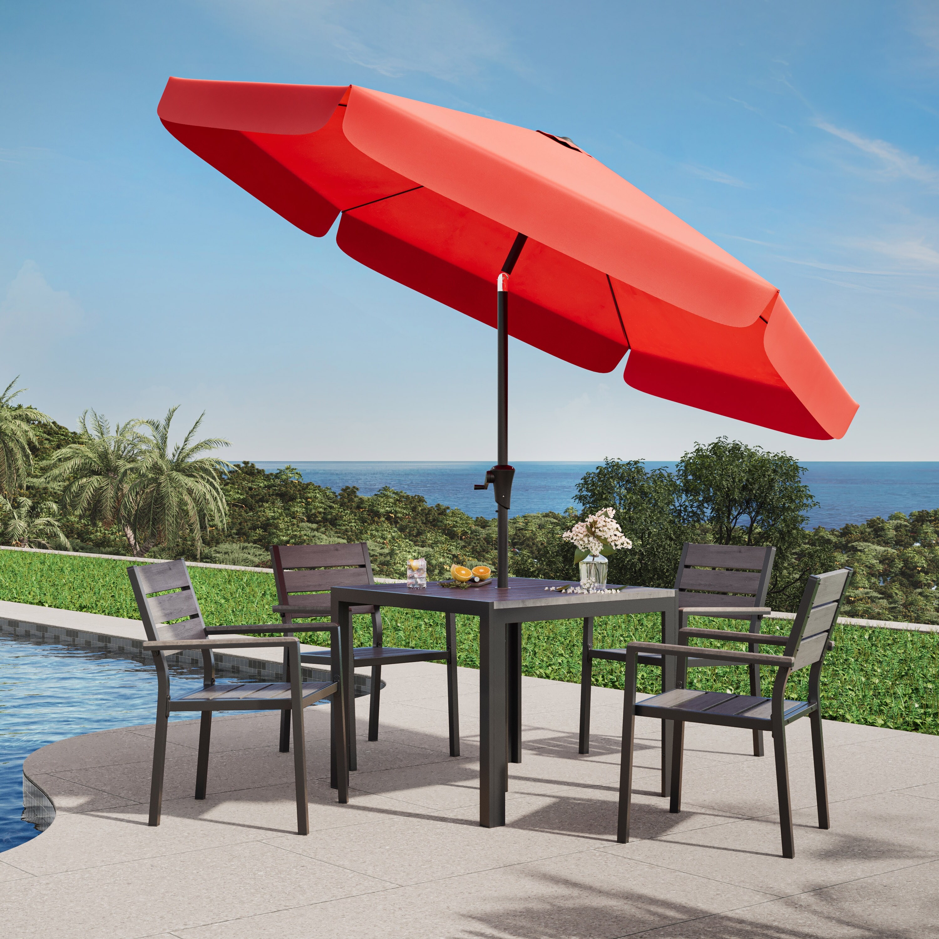 13' patio umbrella offset Shademaker Polaris 13' Octagon Crank Lift Offset Patio Umbrella (POL-4   GiantPatioUmbrellas