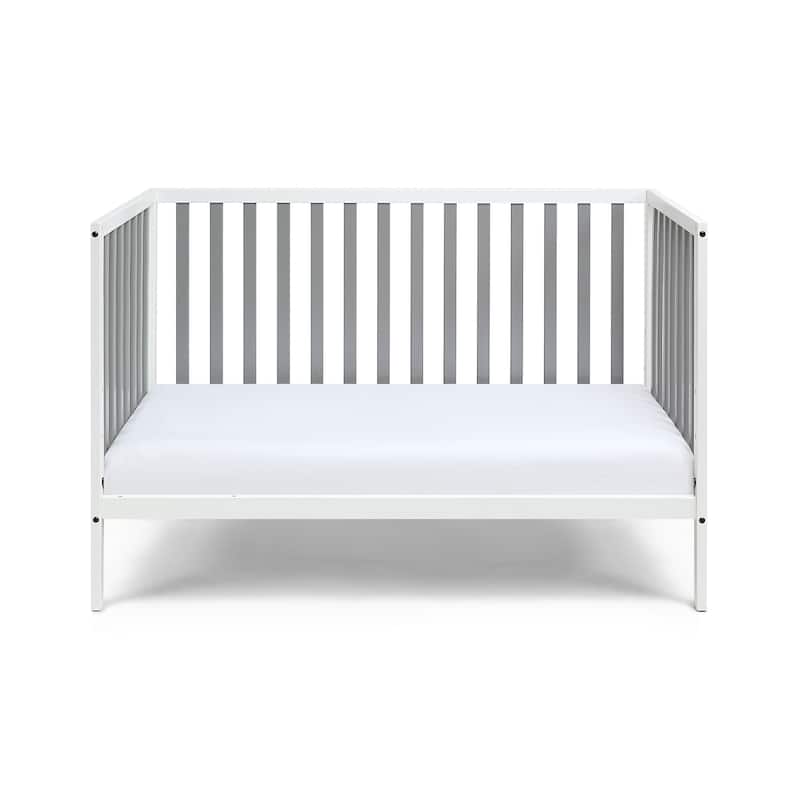 HomeRoots Gray and White Solid and Manufactured Wood Standard Three In One Convertible Crib - 53.5