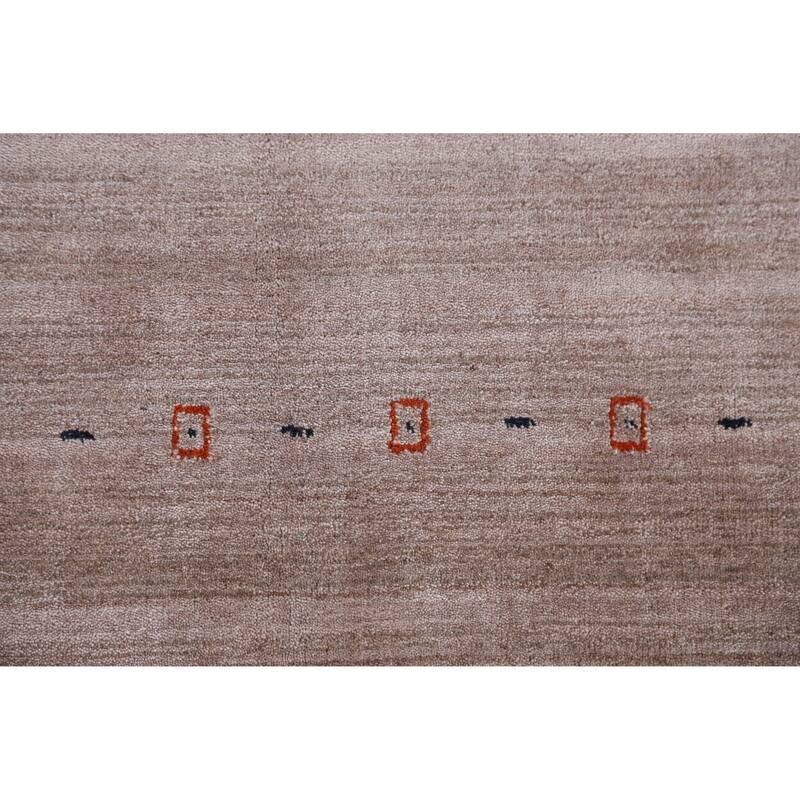 Hand Knotted Oriental 100% Wool Carpet Tribal Animal Pictorial Brown Gabbeh Area Rug - 4' 11'' X 2' 11''