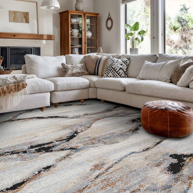 Transitional Horizon Area Rug for Living Room, Bedroom, or Entryway - Family Friendly and Easy to Maintain