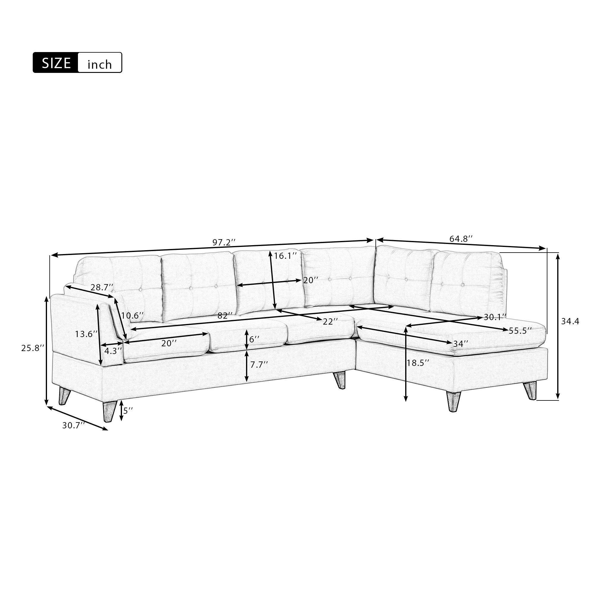 Stylish Linen LShape Sectional Sofa Bed Bath & Beyond 38309318