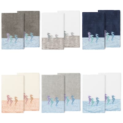 Authentic Hotel and Spa 100% Turkish Cotton Sofia 2PC Embellished Bath Towel Set