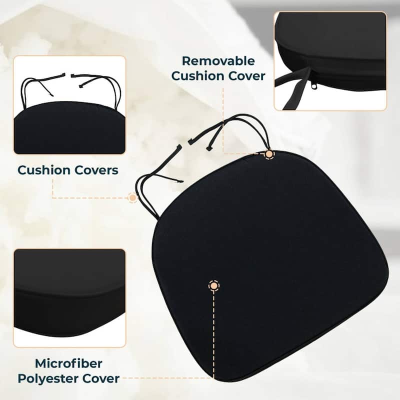 Memory Foam 15" U-Shaped Indoor Outdoor Dining Chair Pad Cushion for Kitchen Patio Garden (Set of 1, 2, 4 or 8)