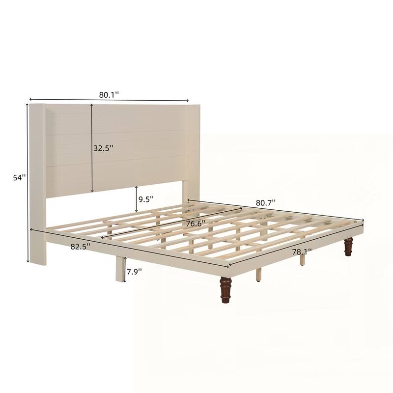 54 "High Headboard Wood Platform Bed Frame