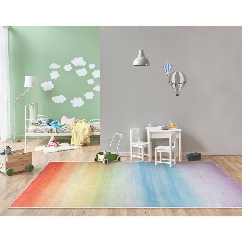 Well Woven Kids Rugs Sunrise Modern Machine Washable Area Rug