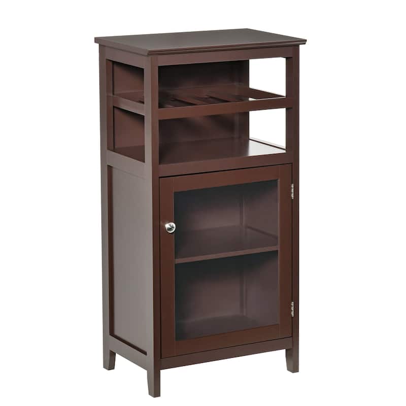 HOMCOM Wine Storage Cabinet with 4 Bottle Wine Rack, Open Shelf, Acrylic Door Cabinet with Adjustable Shelf