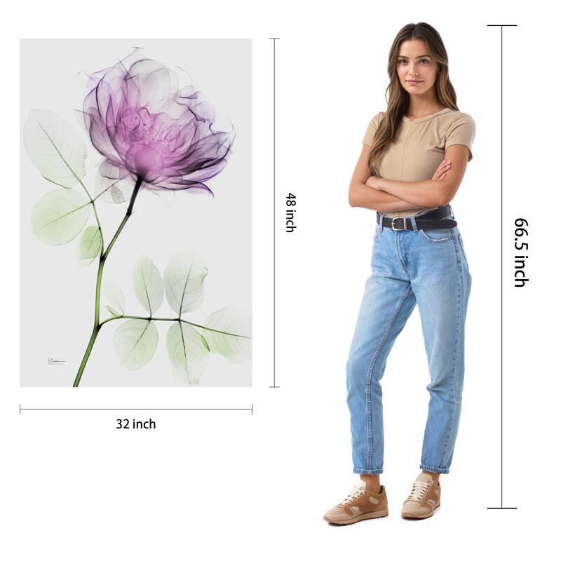 "Rose Dynasty 1" Frameless Free Floating Tempered Glass Panel Graphic Wall Art