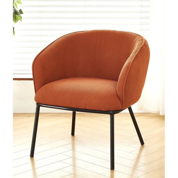 Corduroy Design Luxury Elegance Modern Channel Chair with Black Metal Legs Complement the Chic - Cinnamon Brown