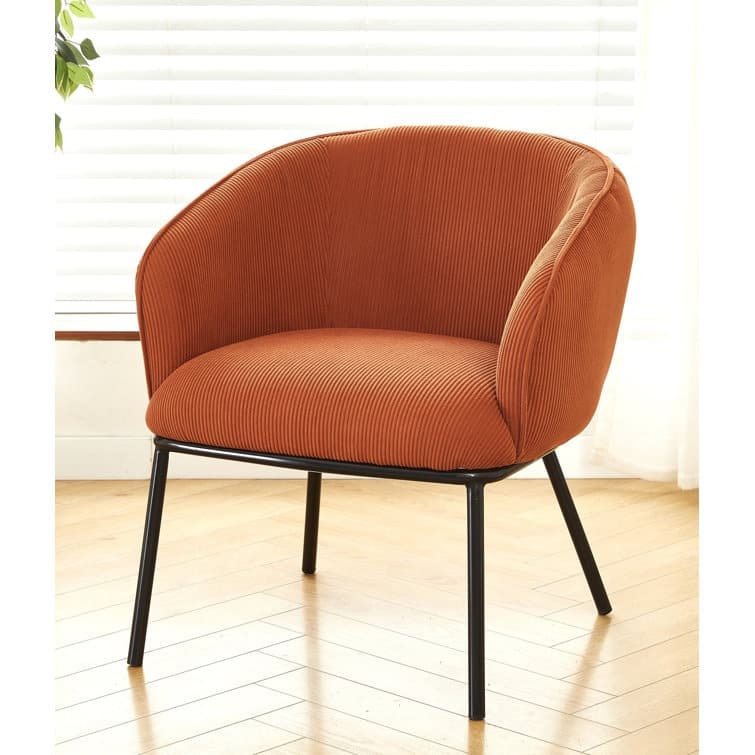 US Pride Furniture Corduroy Design Luxury Elegance Modern Channel Chair with Black Metal Legs Complement the Chic - Cinnamon Brown