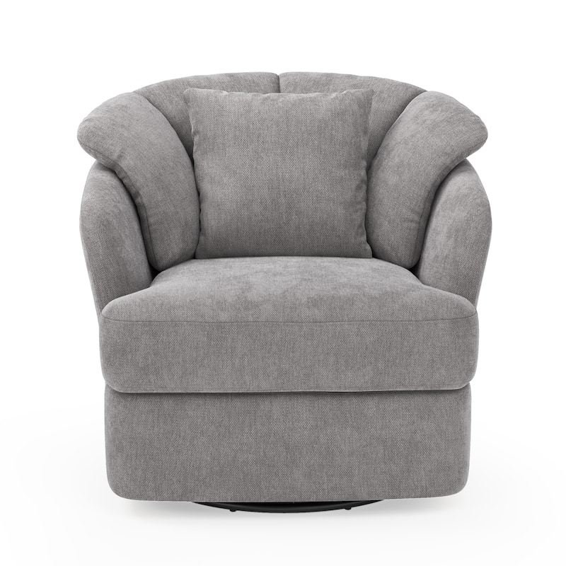 LUE BONA Oversized Swivel Accent Chair, Modern Barrel Chair with Double Cushion - N/A