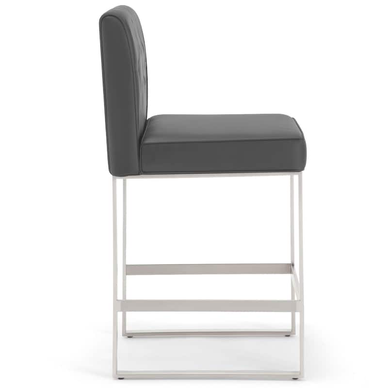 25" Faux Leather Upholstered Counter Height Bar Stools - 36.6"H x 18.9"W x 20.3"D