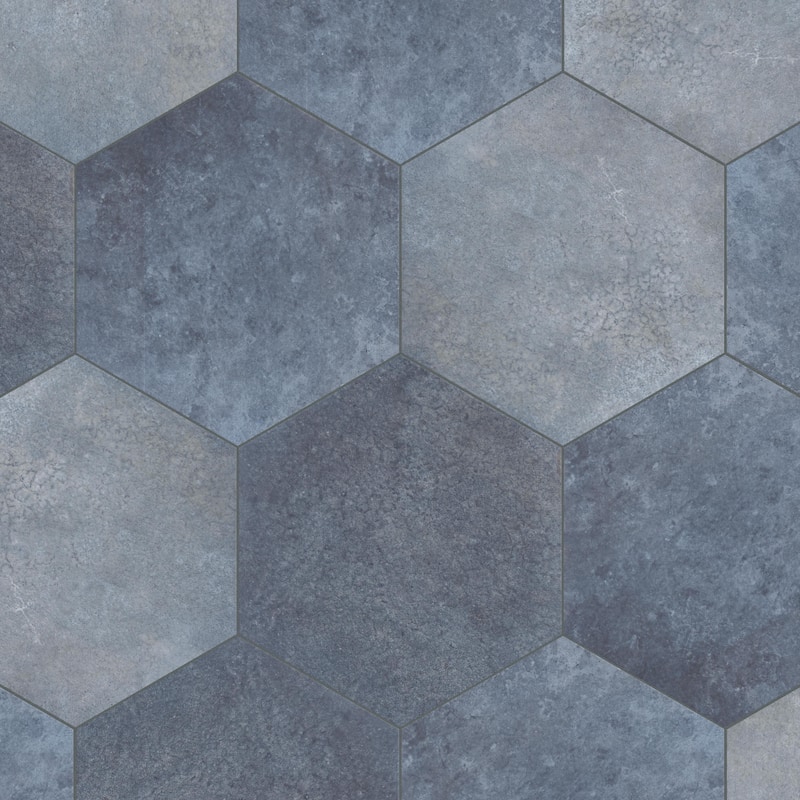 Merola Tile Heritage Hex Indigo 7" x 8" Porcelain Floor and Wall Tile