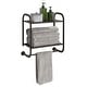 preview thumbnail 1 of 0, Bathroom Shelf, 2 Tier Shelf with Towel Bar Wall Mounted Shower Storage Brown