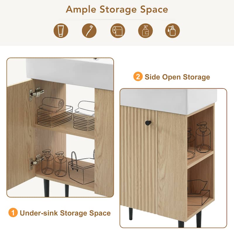 GDFStudio - Aria Wood & Ceramic Bathroom Vanity Combo Cabinet with Single Sink