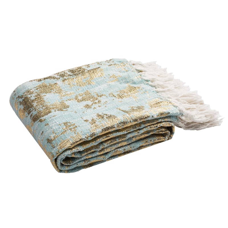 SAFAVIEH Selamije Metallic Blue/Gold Throw Blanket