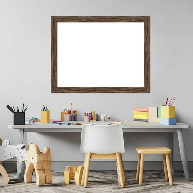 Amanti Art Regis Barnwood Grey Narrow Framed Dry Erase Magnetic Board