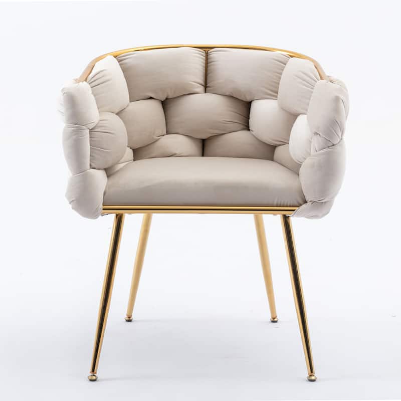 Simple Leisure Velvet Accent Chair Dresser Stool Set of 2, with Gold Metal Foot