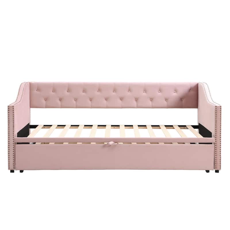 Upholstered Sofa Bed with Pop-Up Bed Frame