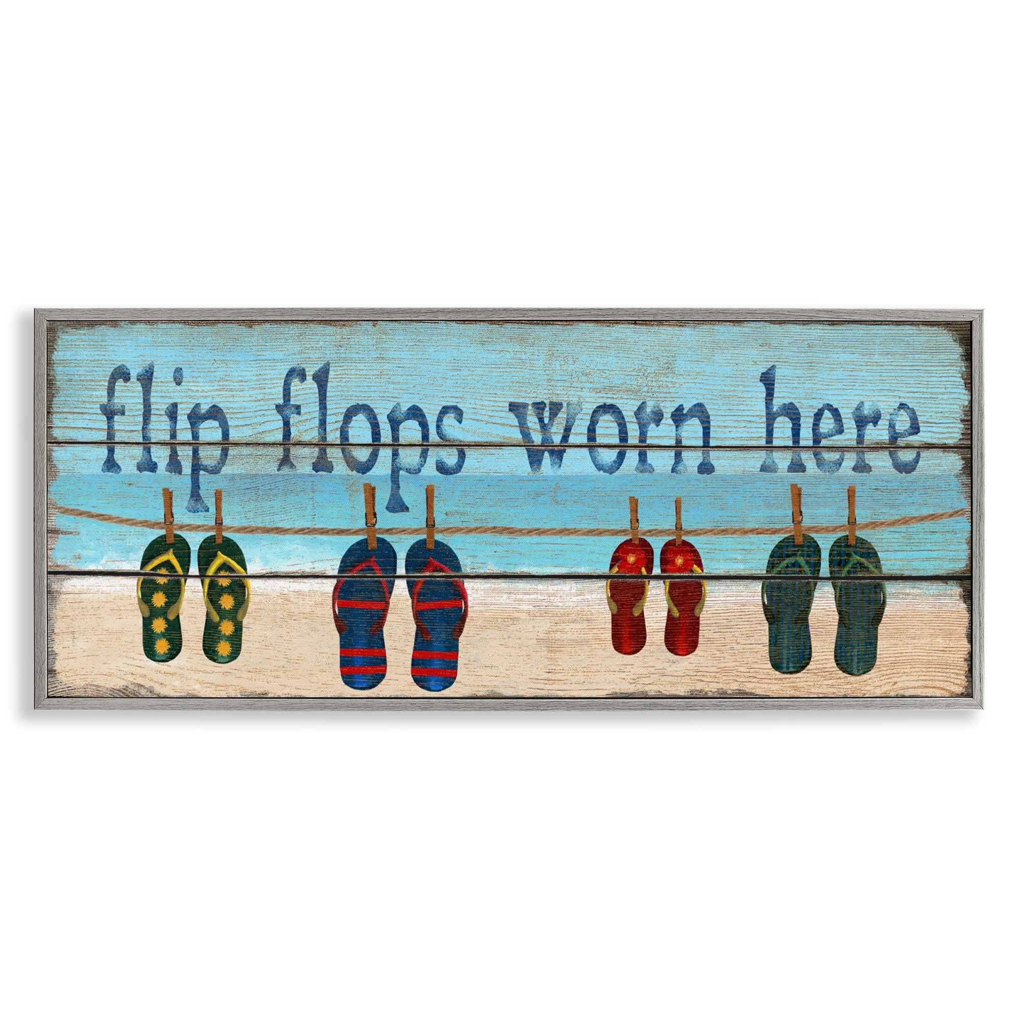 Stupell Flip Flops Worn Here Framed Giclee Art Design By Gail Fraser