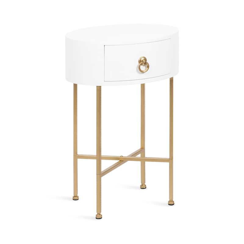 Kate and Laurel Decklyn Glam Oval Side Table - 16x12x24 - White/Gold