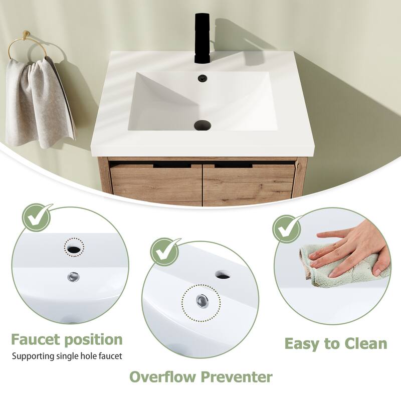 24" Floating Bathroom Vanity with Sink, Wall Mounted Bathroom Vanity with Soft Close Door