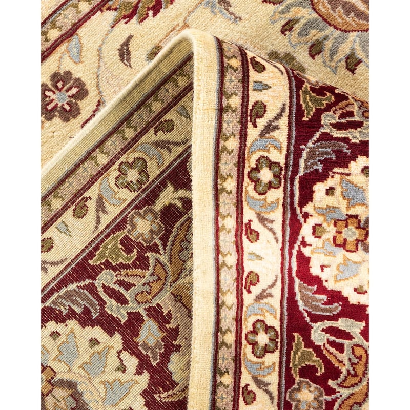 Overton Handknotted Wool Traditional Oriental Ivory Square Area Rug - 6' x 9'