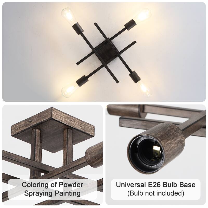 4-Light Modern Semi-Flush Mount Light for Kitchen Bedroom Living Room