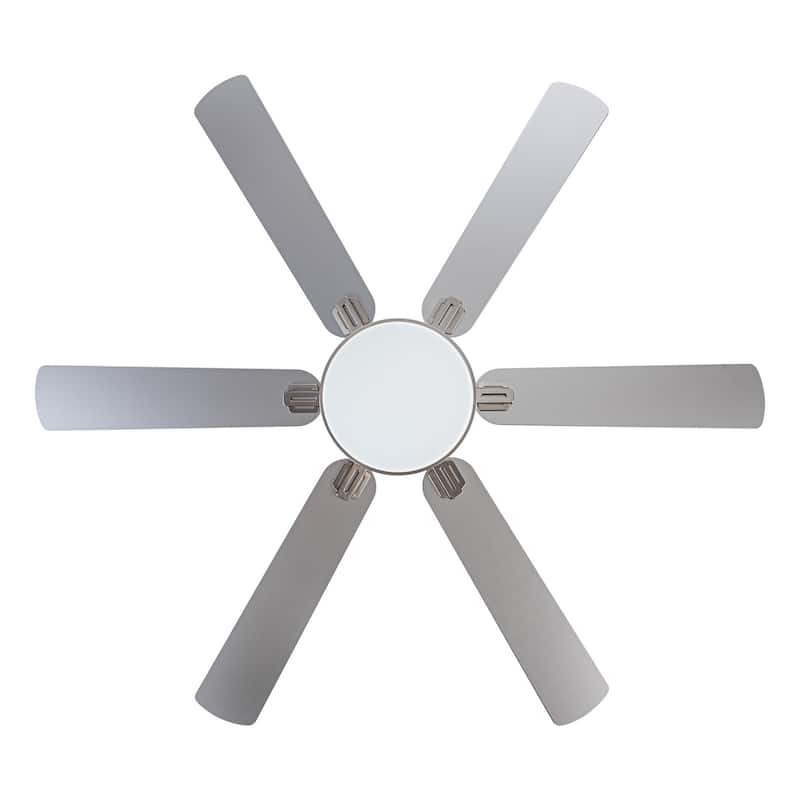 60-inch Modern Brushed Nickel 6-Blade LED Ceiling Fan with Light and Remote