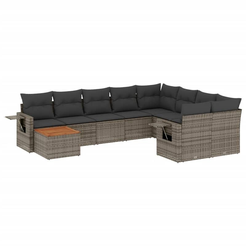 vidaXL Garden Sofa Set with Cushions Outdoor Sofa Set Corner Seat Poly Rattan
